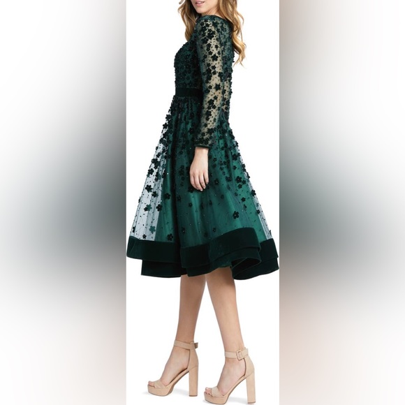 MAC DUGGAL Floral Embellished Fit & Flare Midi Dress Size 12 $498. - Picture 2 of 8